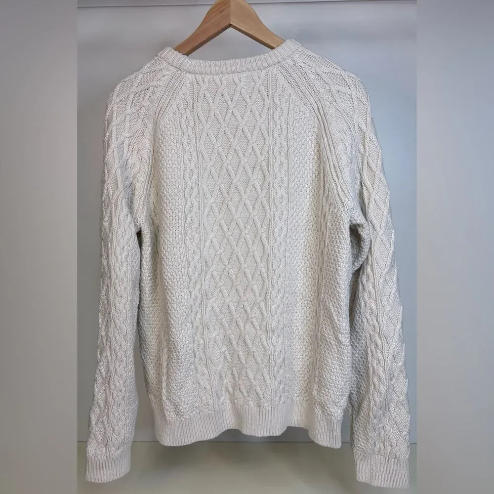 NWT J. Crew Women's Ivory Cable Knit Sweater Lg